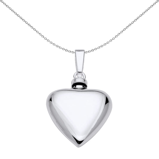 Silver Love Heart Keepsake Cremation Urn Pendant Necklace - GVP683