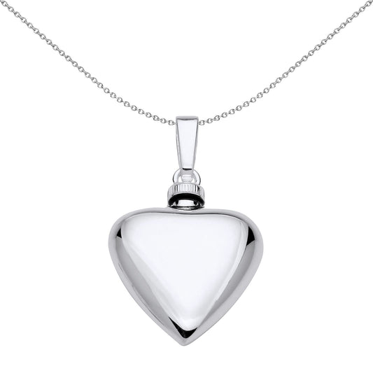 Silver Love Heart Keepsake Cremation Urn Pendant Necklace 18 inch - GVP683