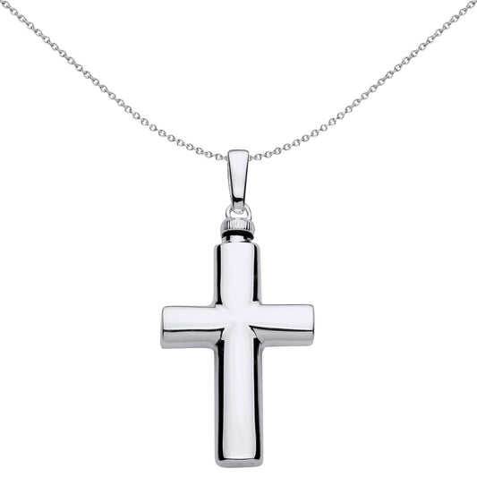 Unisex Silver Religious Cross Keepsake Cremation Urn Necklace - GVP684