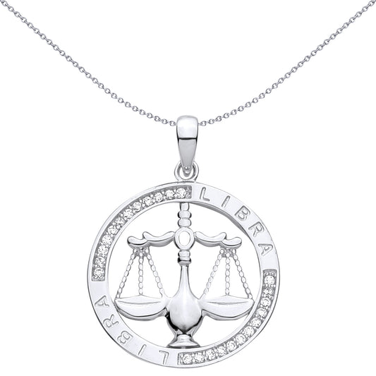 Sterling Silver CZ Zodiac Pendant Libra - GVP736LI