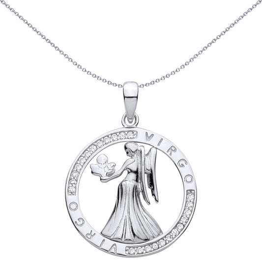 Sterling Silver CZ Zodiac Pendant Virgo - GVP736VI
