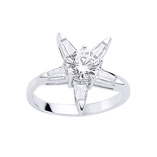 Sterling Silver CZ Cluster Dress Ring - GVR077