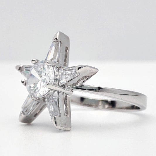 Sterling Silver CZ Cluster Dress Ring - GVR077
