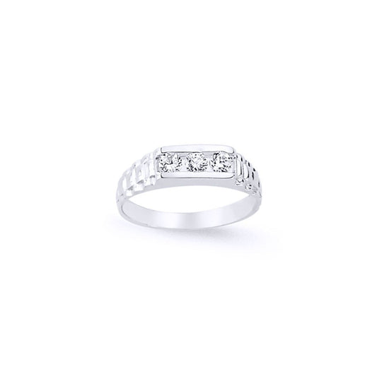 Boys Silver CZ Watch Style ID Signet Ring - GVR10K