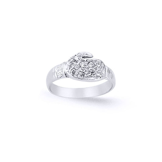 Boys Silver CZ Boxing Glove Signet Ring - GVR11K