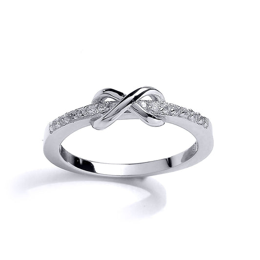 Girls Silver CZ Kiss Crossover Infinity Eternity Ring - GVR14K
