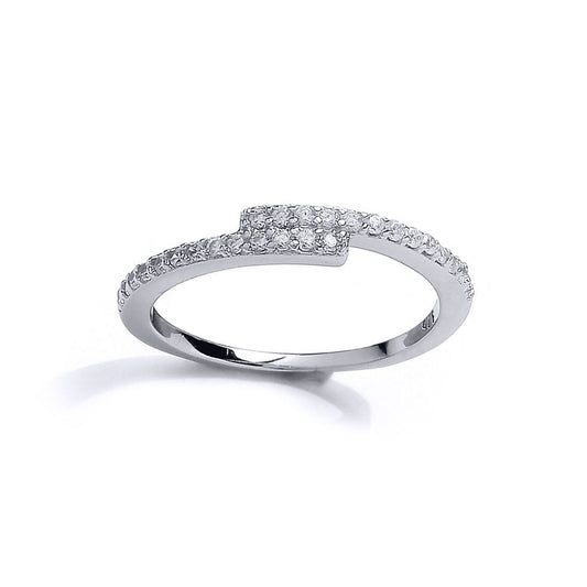 Girls Silver CZ Off Set Crossover Eternity Ring - GVR15K