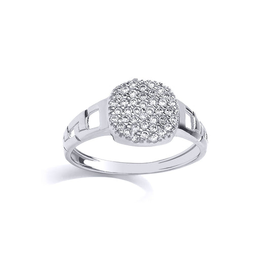 Kids Silver CZ Encrusted Cushion Signet Ring - GVR22K
