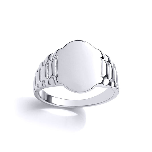 Kids Silver Watch Strap Oval Signet Ring - GVR24K