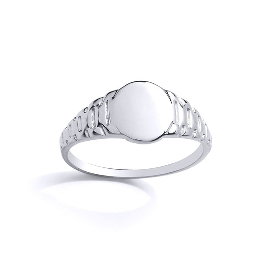 Kids Silver Watch Strap Round Signet Ring - GVR25K