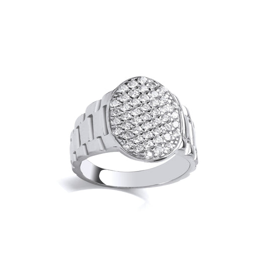 Kids Silver Watch Strap Round Signet Ring - GVR25K
