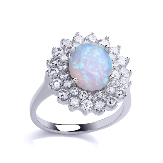 Silver oval Opal Royal Cluster Cluster Ring - GVR302OP