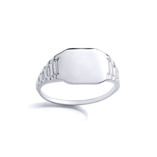 Kids Silver Watch Strap Oval Signet Ring - GVR30K