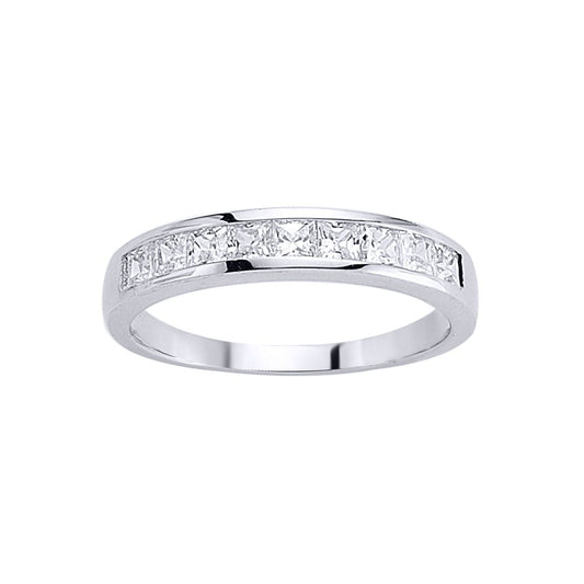Silver Princess Cut CZ Channel Set Eternity Ring - GVR443