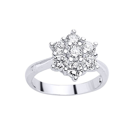 Silver CZ Cluster Engagement Ring - GVR448