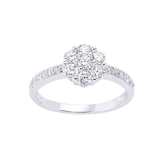Silver CZ Cluster Engagement Ring - GVR459