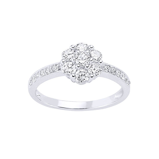 Silver CZ Cluster Engagement Ring - GVR459