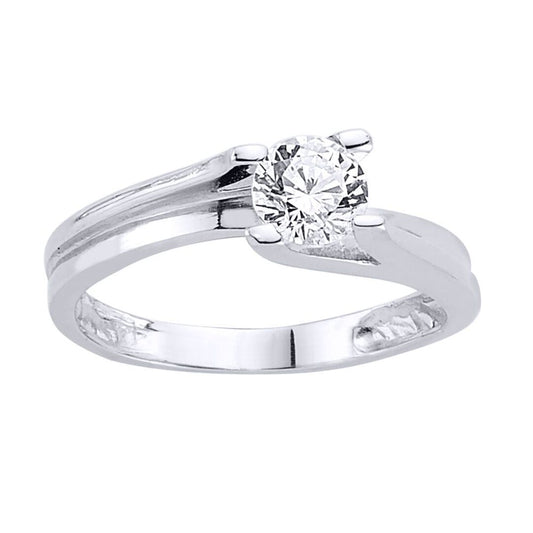 Silver CZ Solitaire Engagement Ring - GVR507