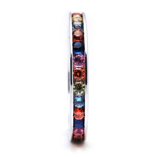 Sterling Silver CZ Coral Reef Rainbow Full Eternity Ring 3.5mm - GVR528a