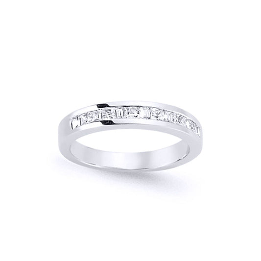 Silver Princess Cut CZ Horizontal Channel Set Eternity Ring - GVR559