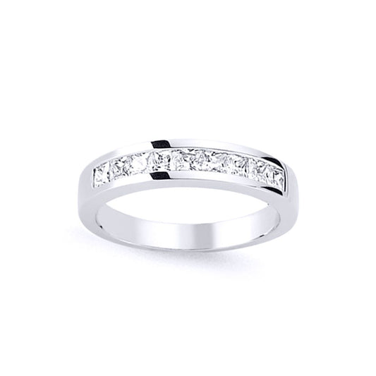 Silver Princess Cut CZ Channel Set Eternity Ring - GVR560