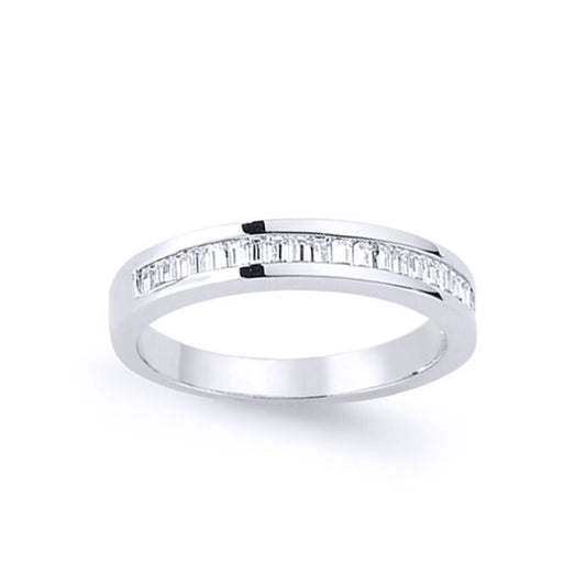 Silver Baguette CZ Channel Set Eternity Ring - GVR561