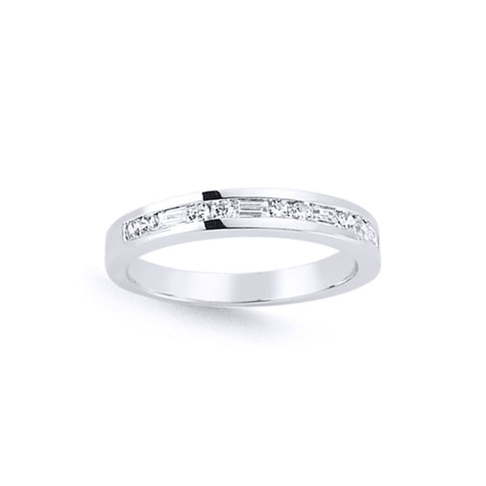 Silver Baguette CZ Horizontal Channel Set Eternity Ring - GVR563