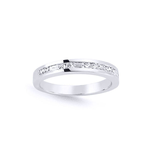 Silver Baguette CZ Horizontal Channel Set Eternity Ring - GVR563