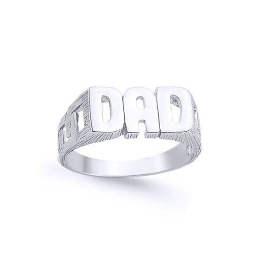 Mens Silver Curb Link DAD Signet Ring - GVR566