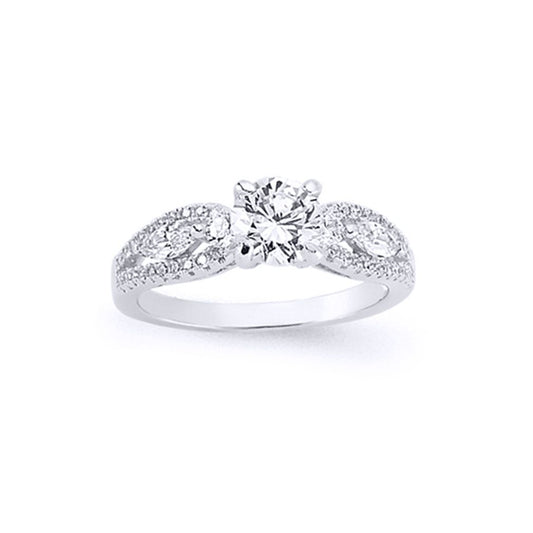 Silver CZ Solitaire Engagement Ring - GVR571