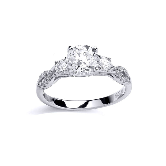 Silver CZ Solitaire Engagement Ring - GVR576