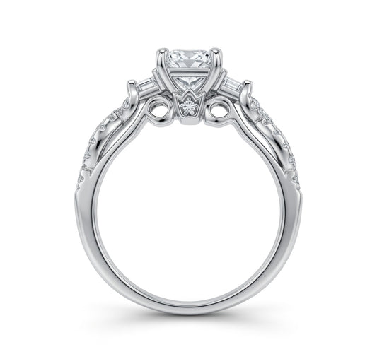 Silver Princess Cut CZ Shoulder-Set 4 Claw Solitaire Ring - GVR578