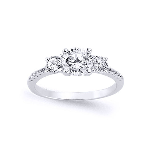 Silver CZ Trilogy Engagement Ring - GVR588
