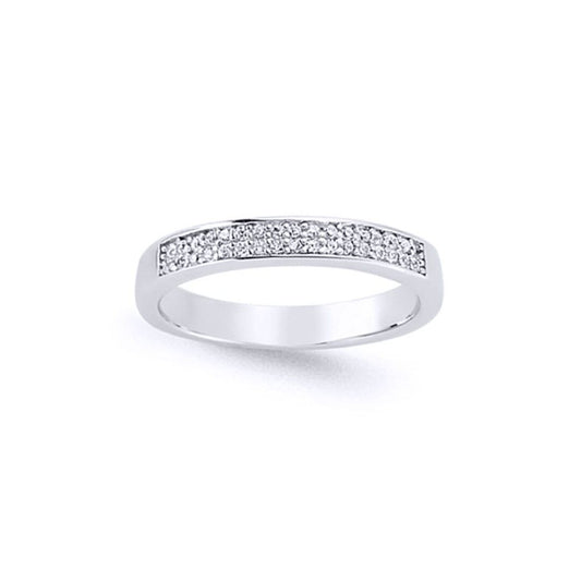 Silver CZ 2 Row Pave Eternity Ring - GVR617