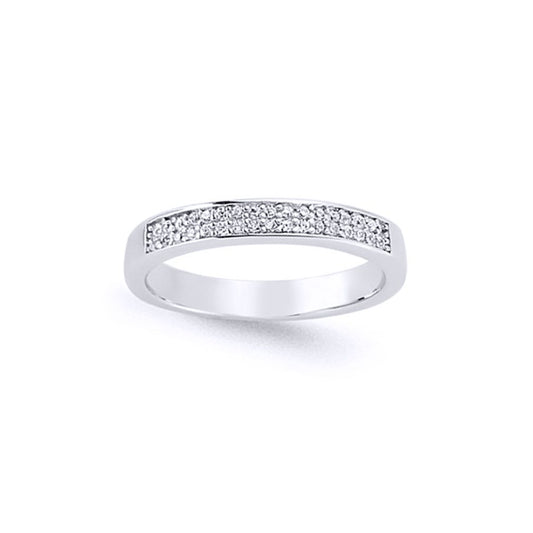 Silver CZ 2 Row Pave Eternity Ring - GVR617