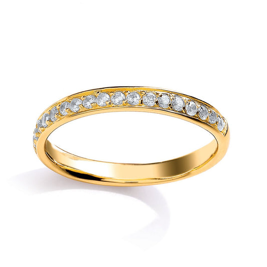 Gilded Silver CZ Pave Channel Style Eternity Ring - GVR618G