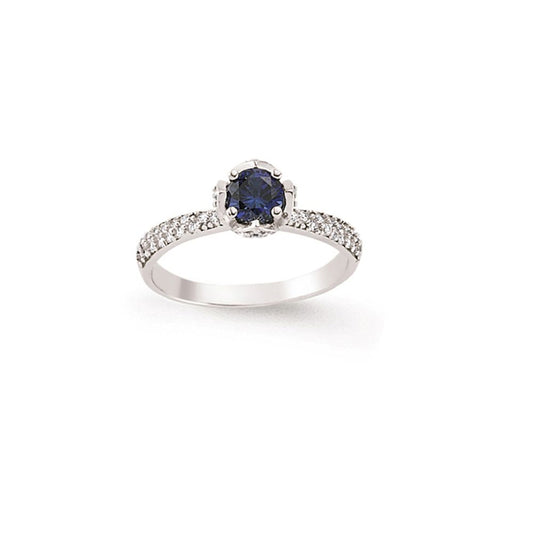 Sterling Silver Blue & White CZ Micro-Pave Dress Ring - GVR642SAP