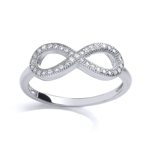 Silver CZ Pave Infinity Emblem Dress Ring - GVR654RH