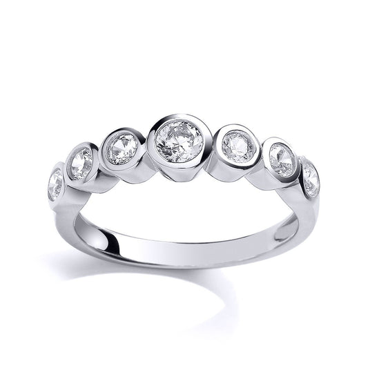 Silver CZ Half Eternity Bubbles Engagement Ring - GVR659