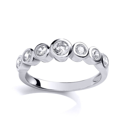 Silver CZ Half Eternity Bubbles Engagement Ring - GVR659