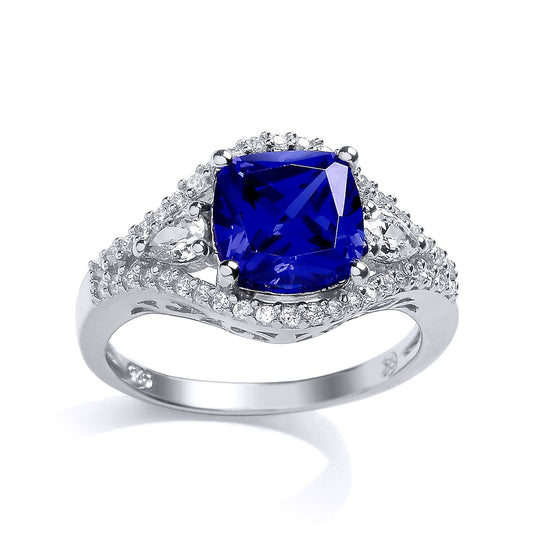 Silver Purple Cushion CZ Halo Engagement Ring - GVR673TAN