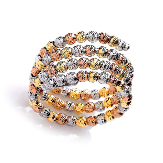 3-Colour Silver Sparkling Raindrop Eternity Wrap Ring - GVR674