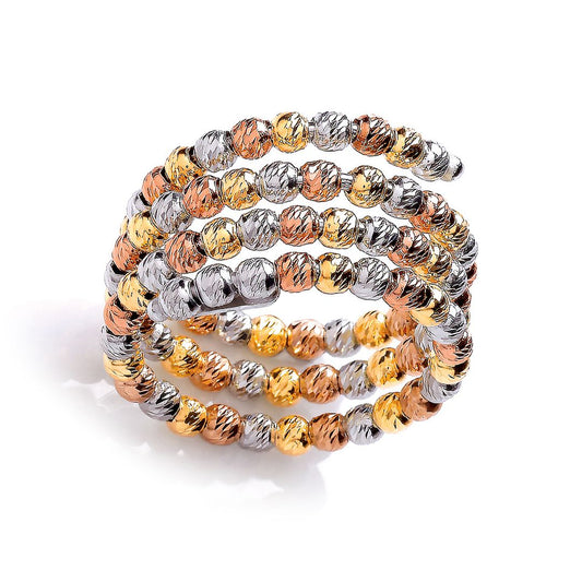 3-Colour Silver Sparkling Raindrop Eternity Wrap Ring - GVR674