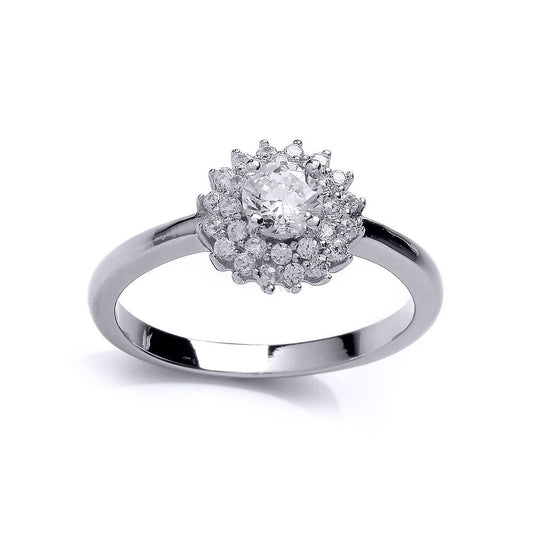 Silver CZ Solitaire Engagement Ring - GVR713