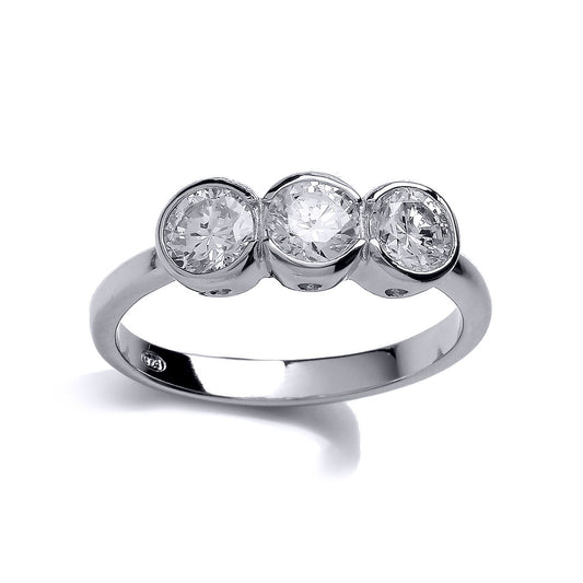 Silver CZ Trilogy Bubbles Engagement Ring - GVR721