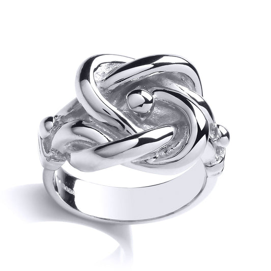 Mens Silver Twisted Love Knot Signet Ring - GVR785