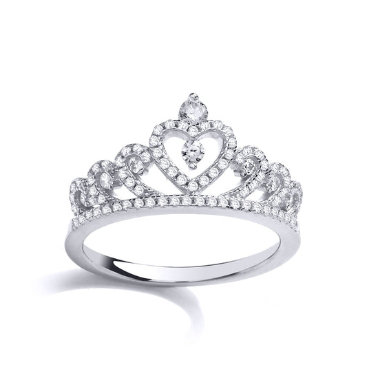 Silver CZ Queen Crown Dress Ring - GVR793