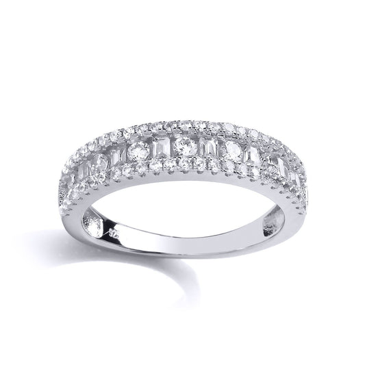 Silver baguette CZ 3 Row Channel Eternity Ring - GVR798