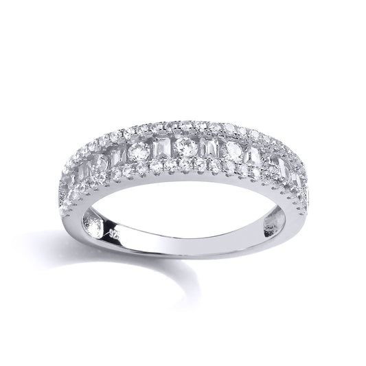 Silver baguette CZ 3 Row Channel Eternity Ring - GVR798