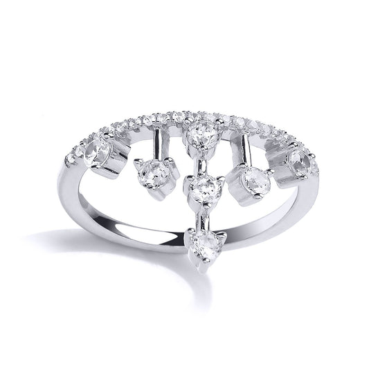 Silver CZ Princess Tiara Dress Ring - GVR811